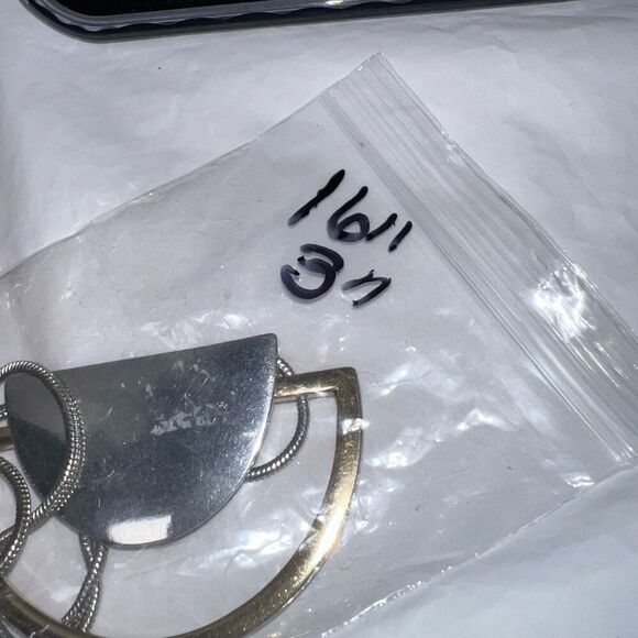 Silver and Gold Tone Modernist Statement Necklace‎ - Picture 6 of 6